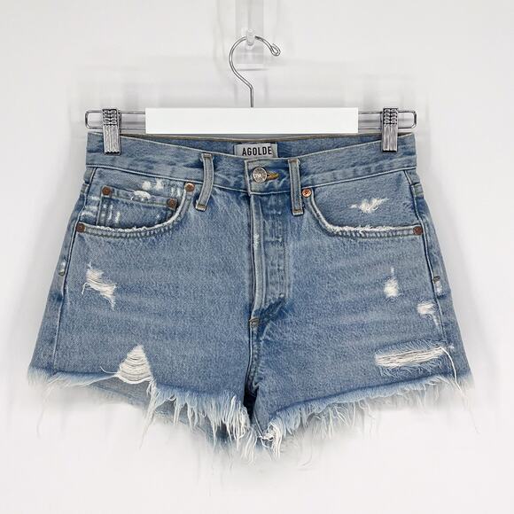 AGOLDE Parker Vintage Cut Off Shorts Women’s 23 Swapmeet Distressed Denim - Picture 2 of 5
